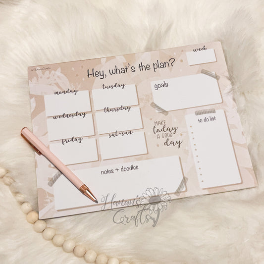 Hey, What's the Plan? Weekly Planner Notepad - 8.5x11 Weekly Schedule Planner