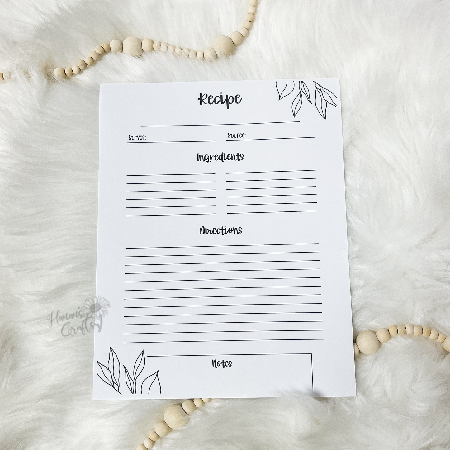 Recipe Page (Digital Printable)
