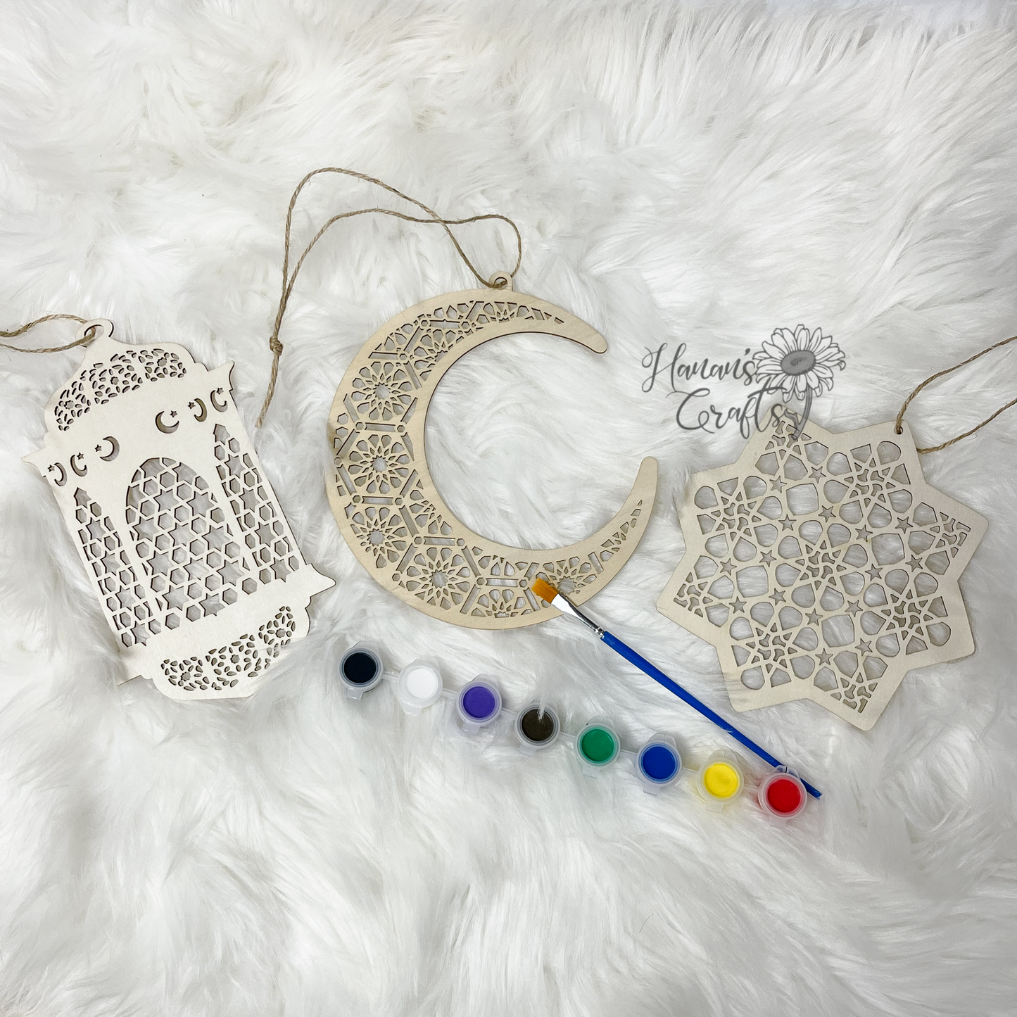 Ramadan + Eid Wooden Ornaments and Paint Set