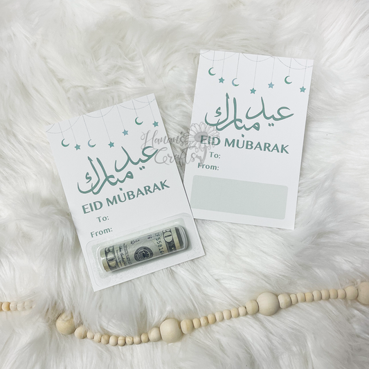 Green Stars - Eid Mubarak Money Cards