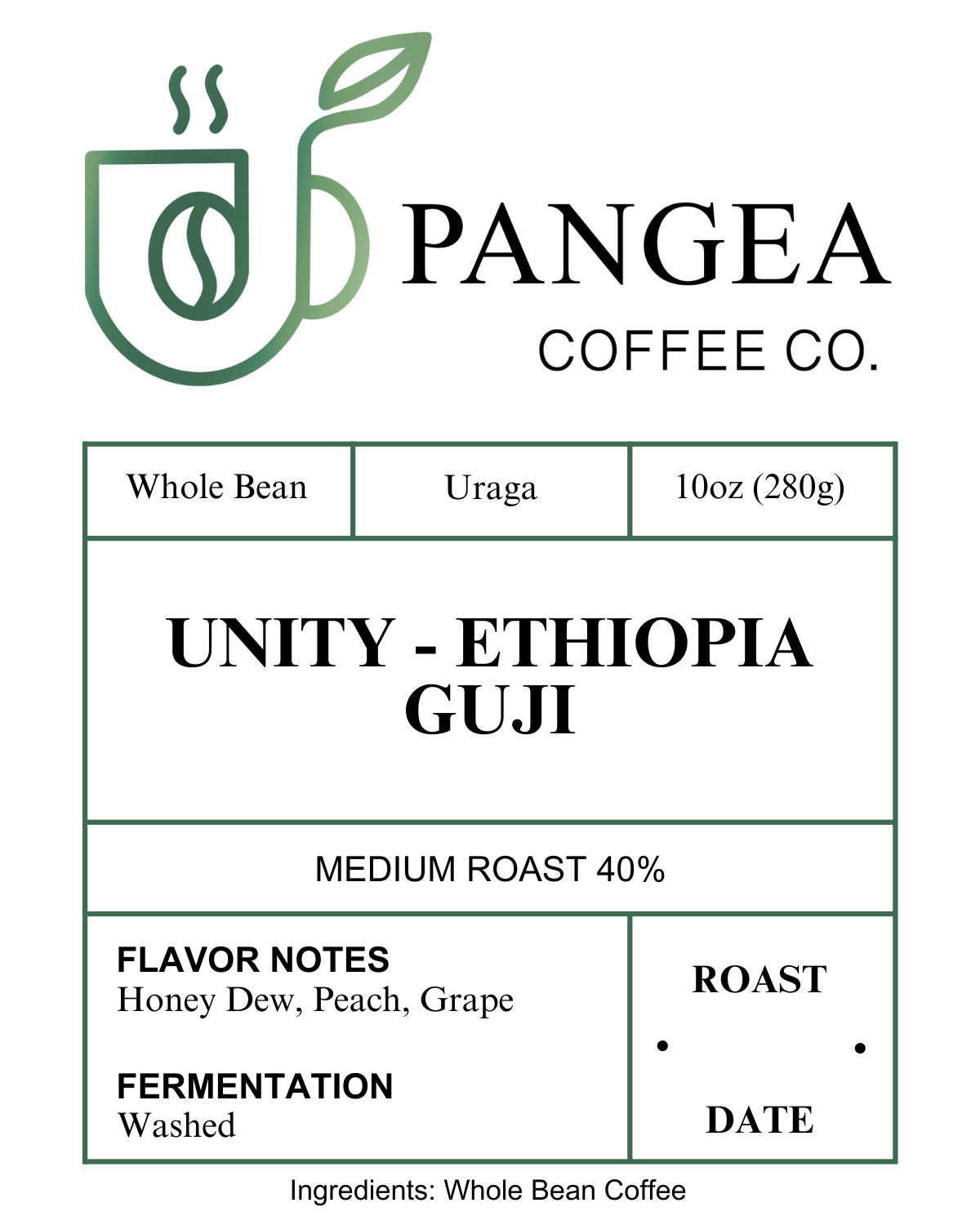 Custom Labels for Pangea Coffee Co.