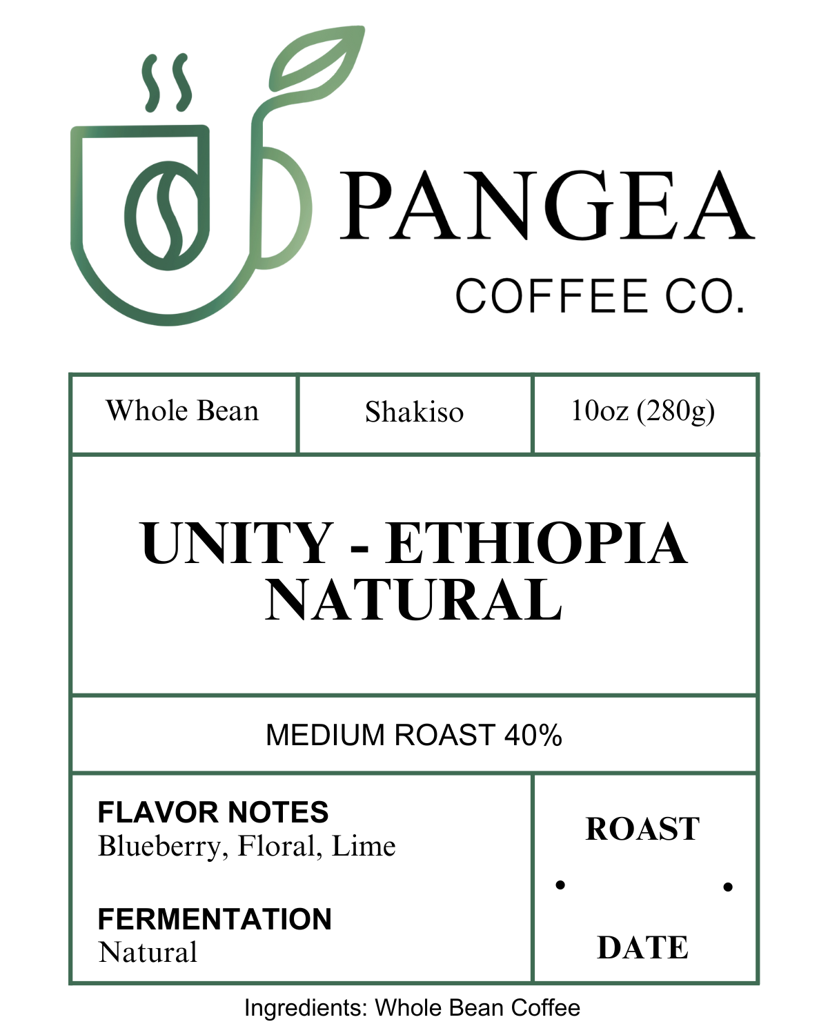 Custom Labels for Pangea Coffee Co.