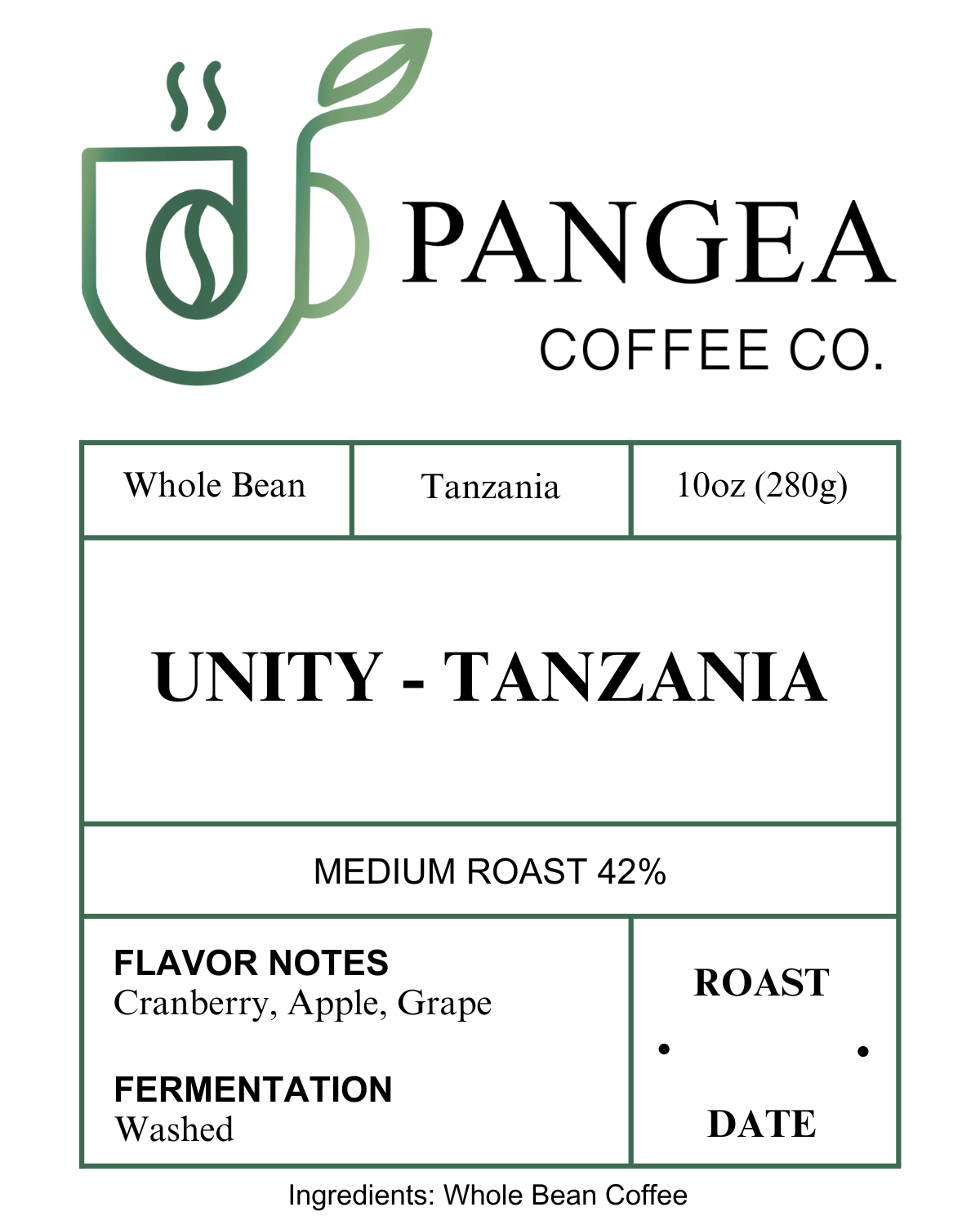 Custom Labels for Pangea Coffee Co.