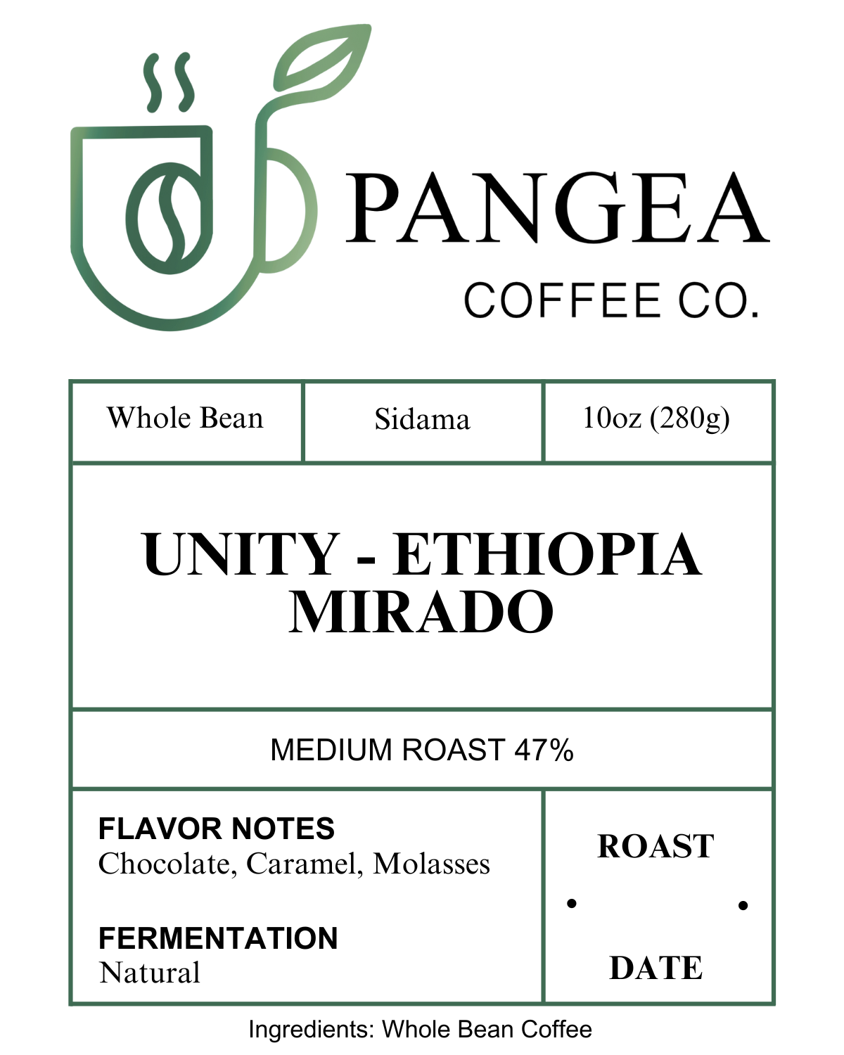 Custom Labels for Pangea Coffee Co.