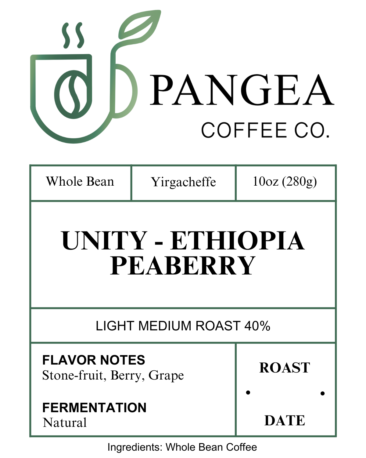 Custom Labels for Pangea Coffee Co.