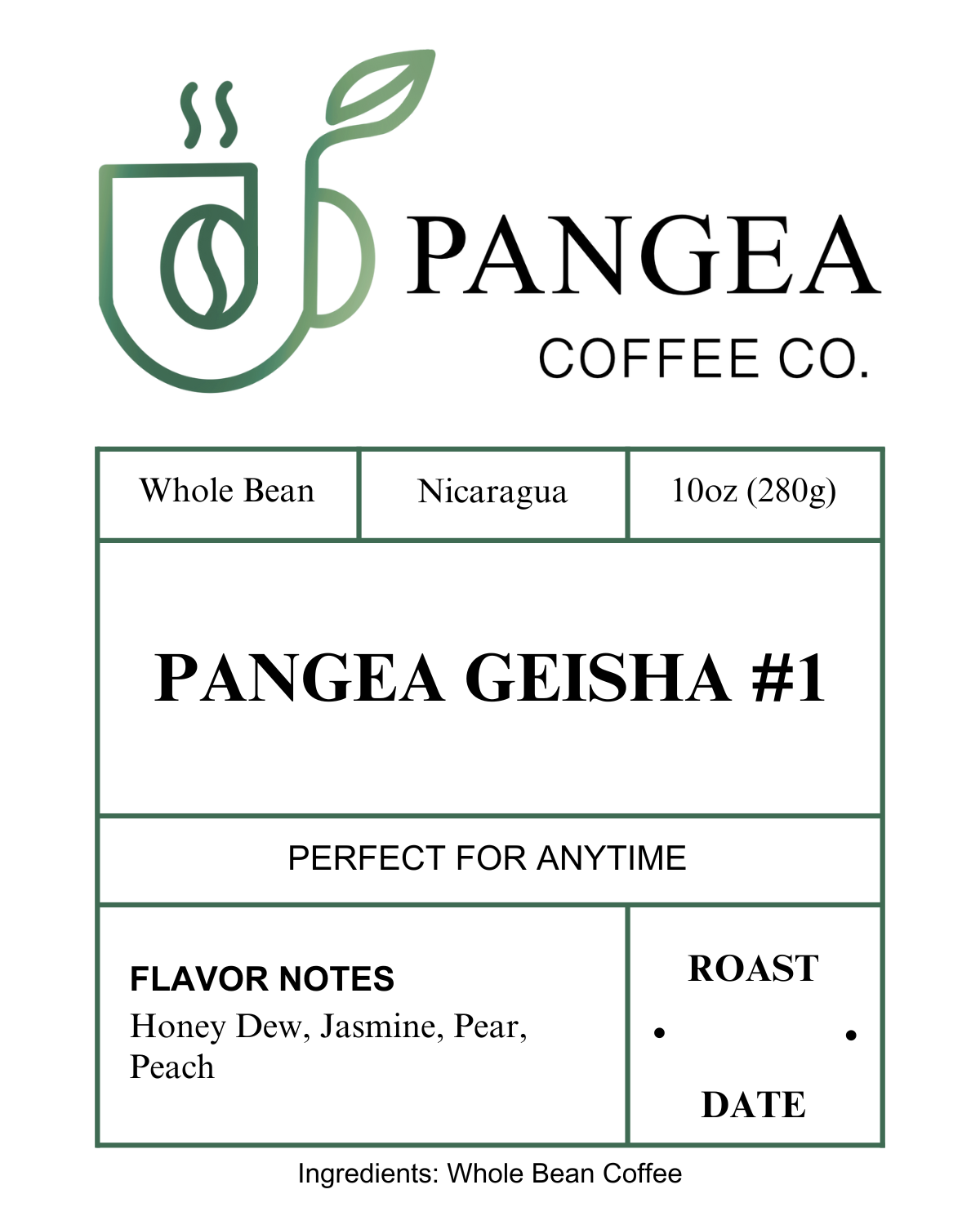 Custom Labels for Pangea Coffee Co.