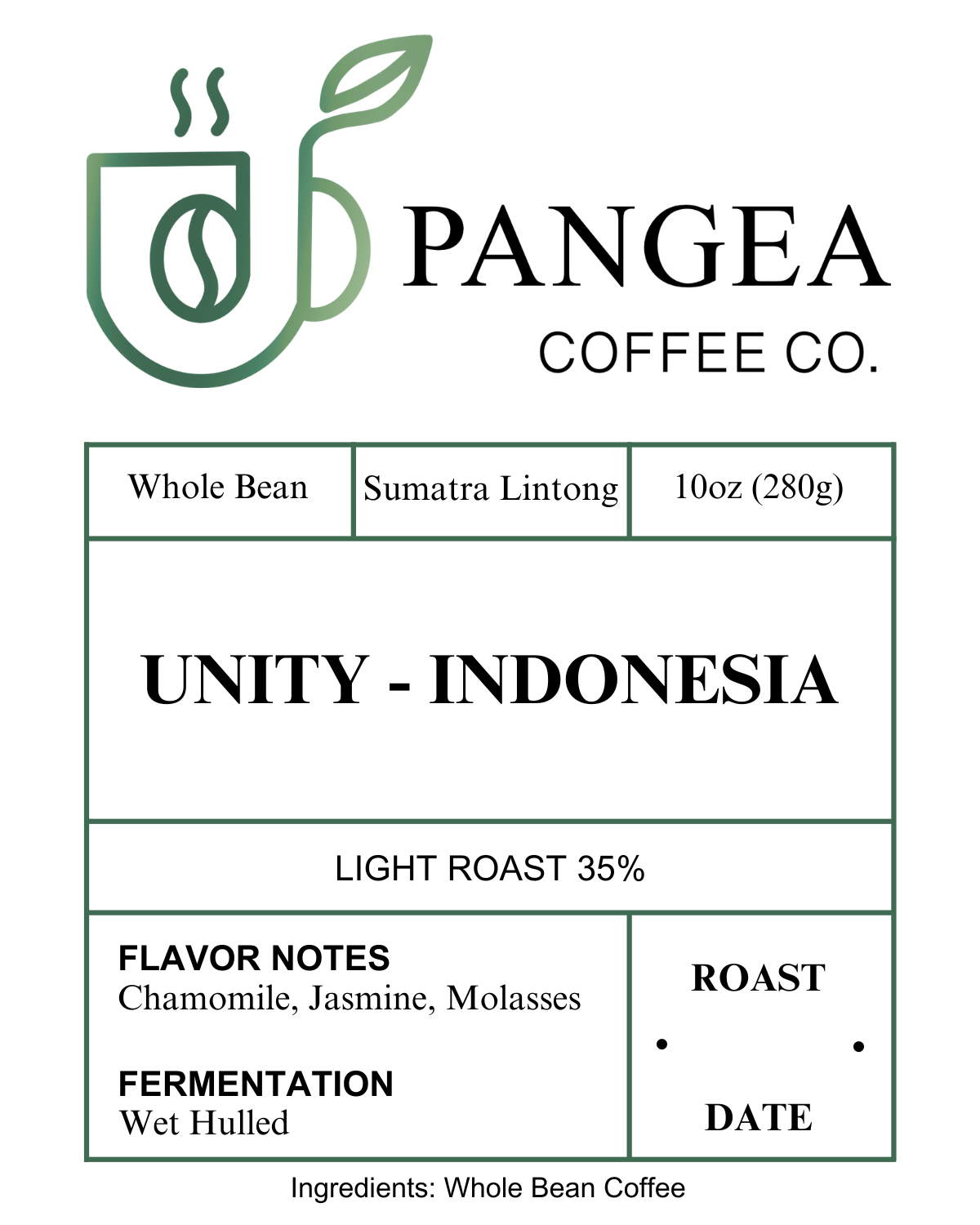 Custom Labels for Pangea Coffee Co.