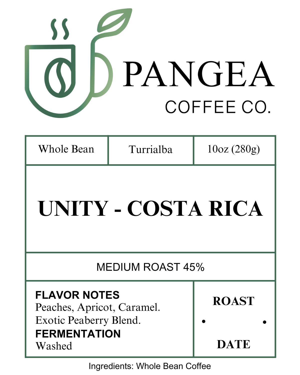Custom Labels for Pangea Coffee Co.