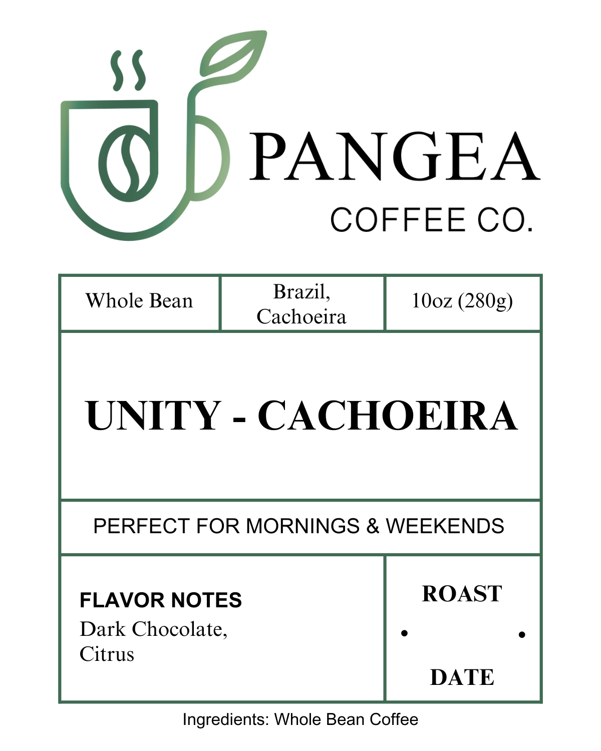 Custom Labels for Pangea Coffee Co.