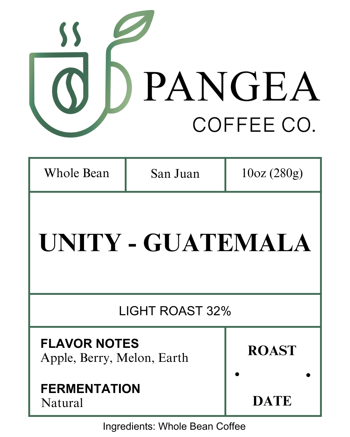 Custom Labels for Pangea Coffee Co.