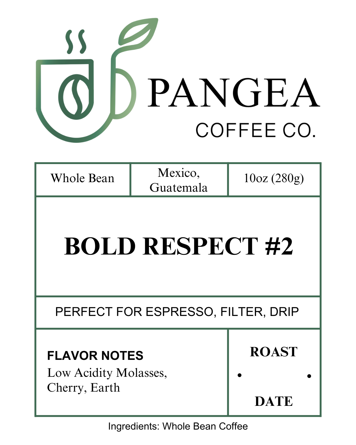 Custom Labels for Pangea Coffee Co.