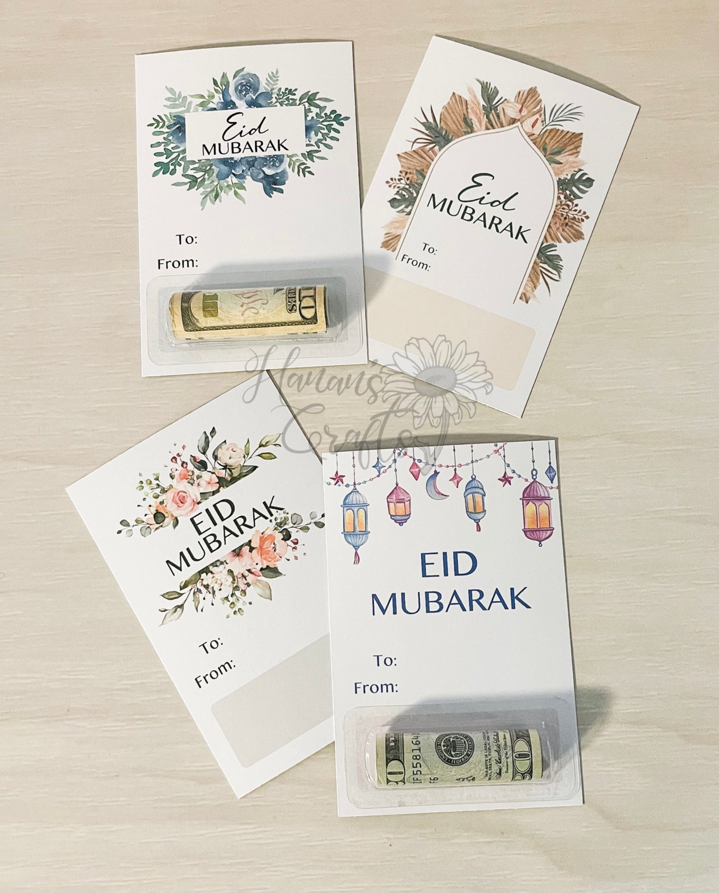Pink Roses - Eid Mubarak Money Cards