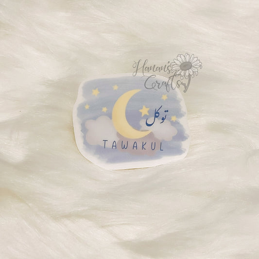 Tawakul (Trust in Allah) Crescent Moon and Stars Sticker