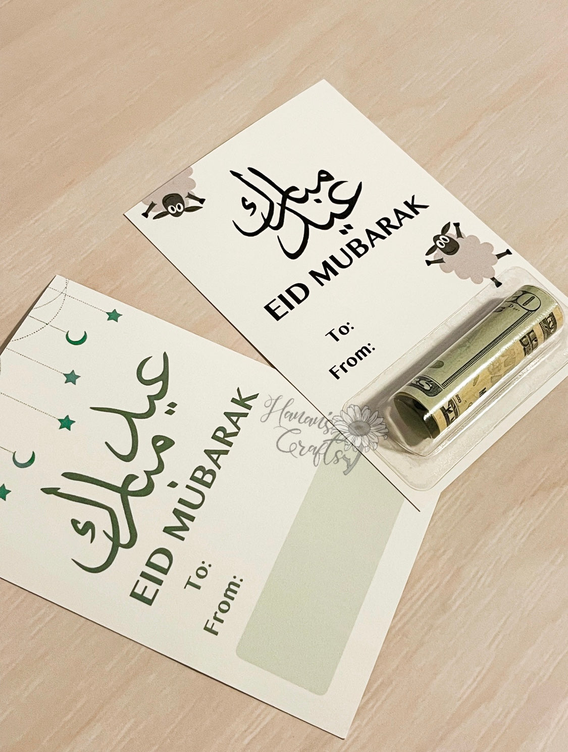 Green Stars - Eid Mubarak Money Cards