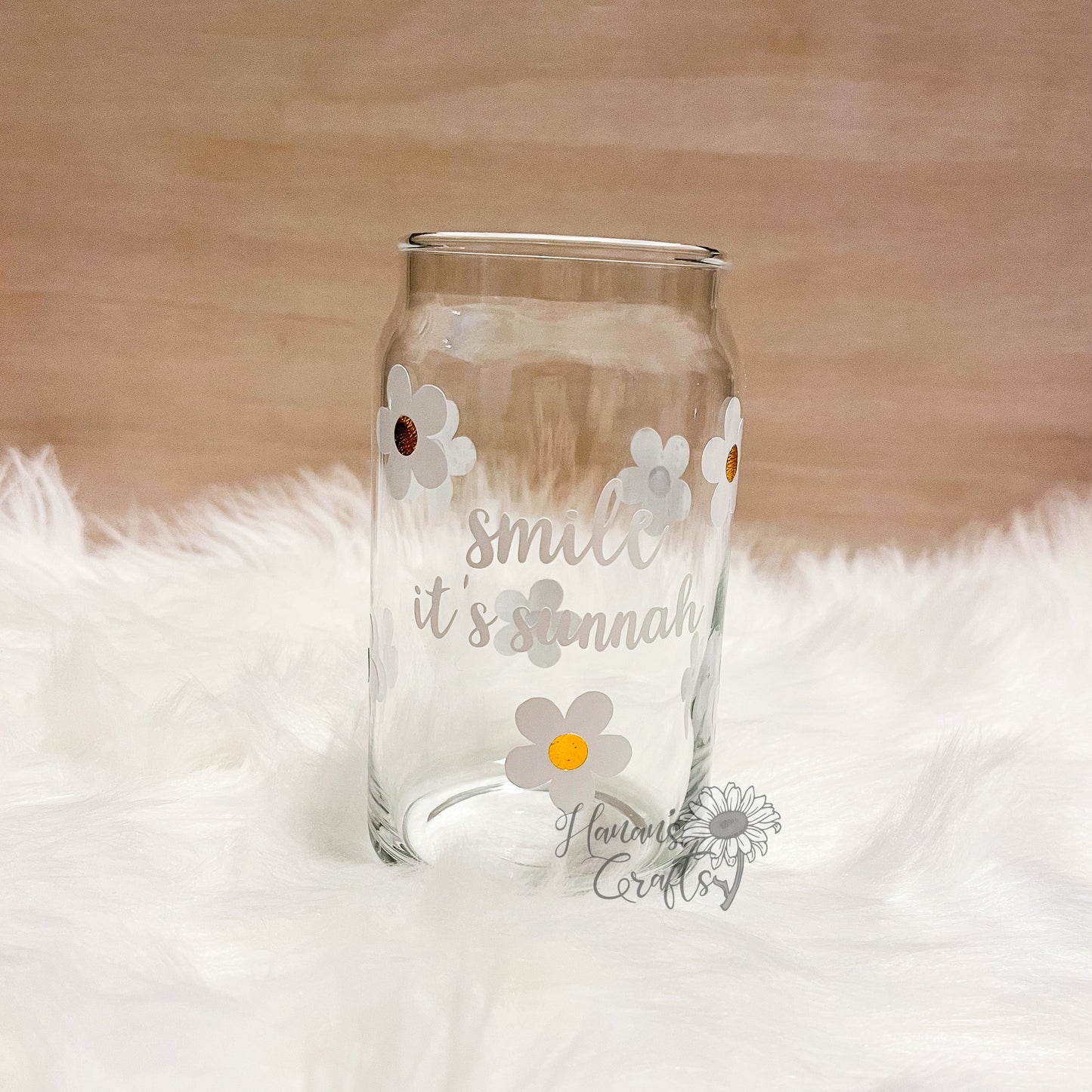 Smile it's Sunnah Daisies 16oz Glass Cup