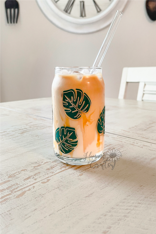 Summer Monstera 16oz Glass Cup