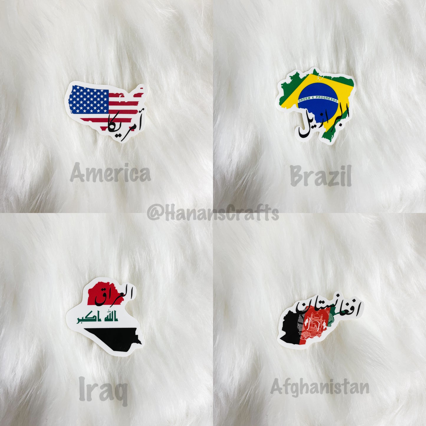 Country & Flag Stickers with Arabic Calligraphy