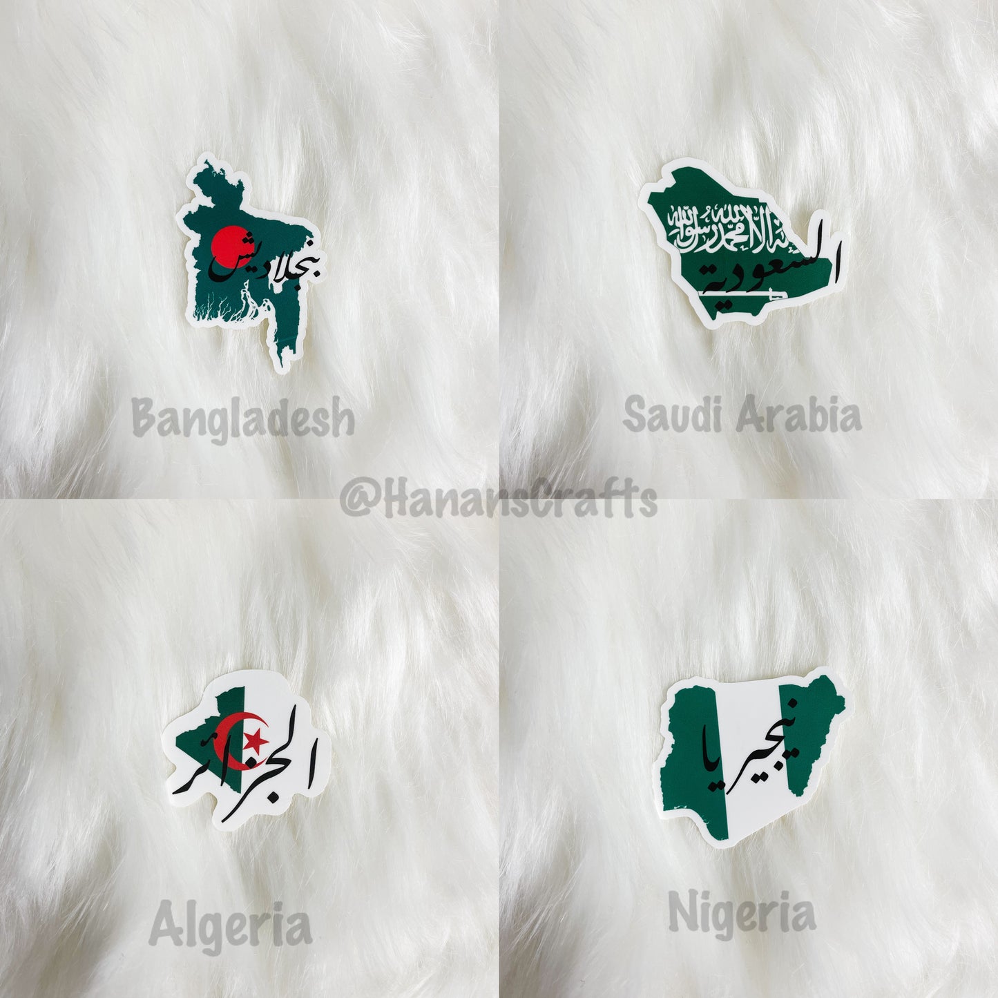 Country & Flag Stickers with Arabic Calligraphy