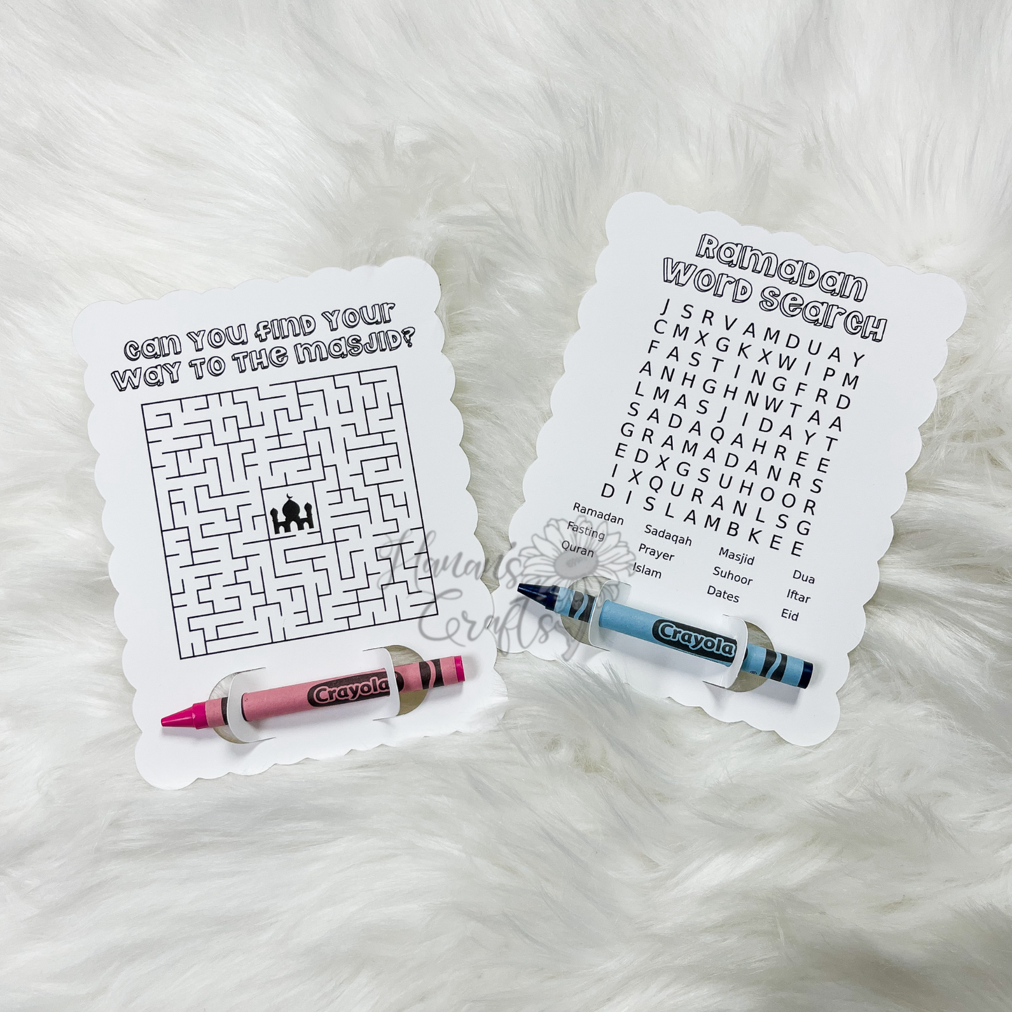 Ramadan Coloring Activity - Maze + Word Search