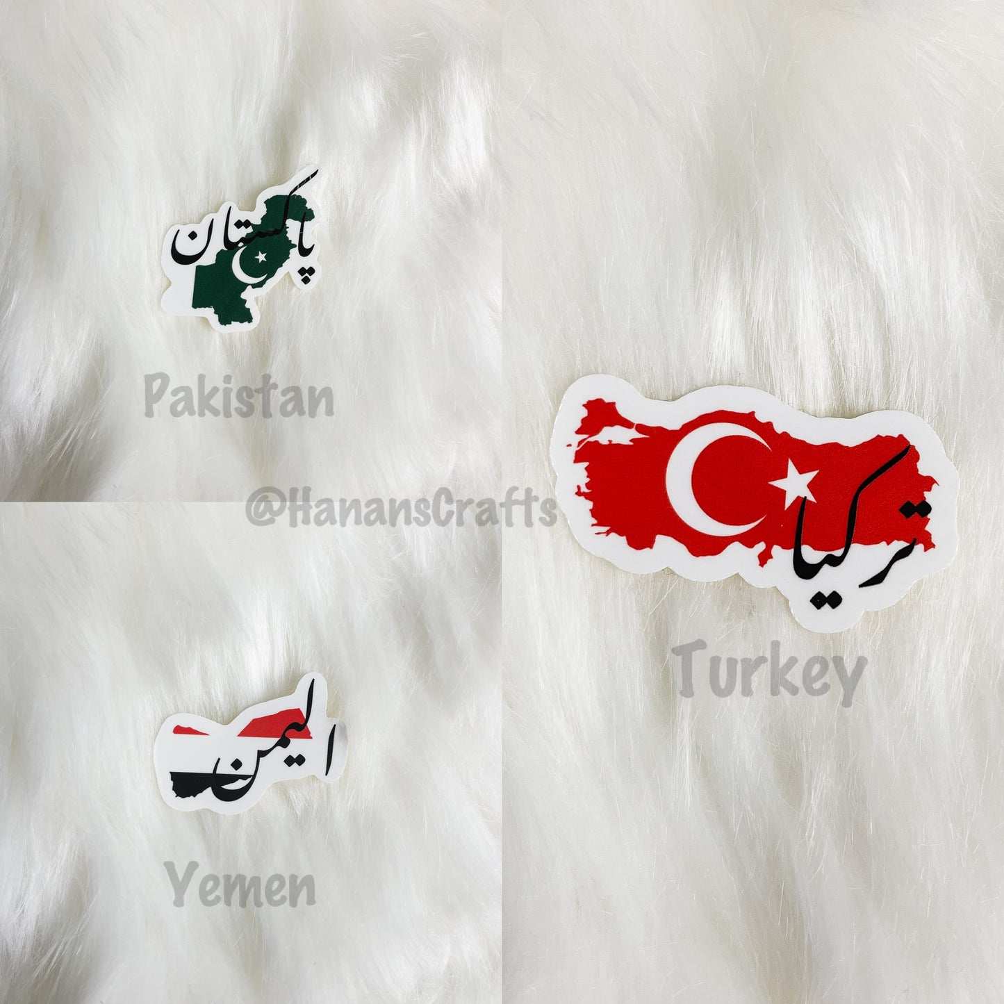 Country & Flag Stickers with Arabic Calligraphy
