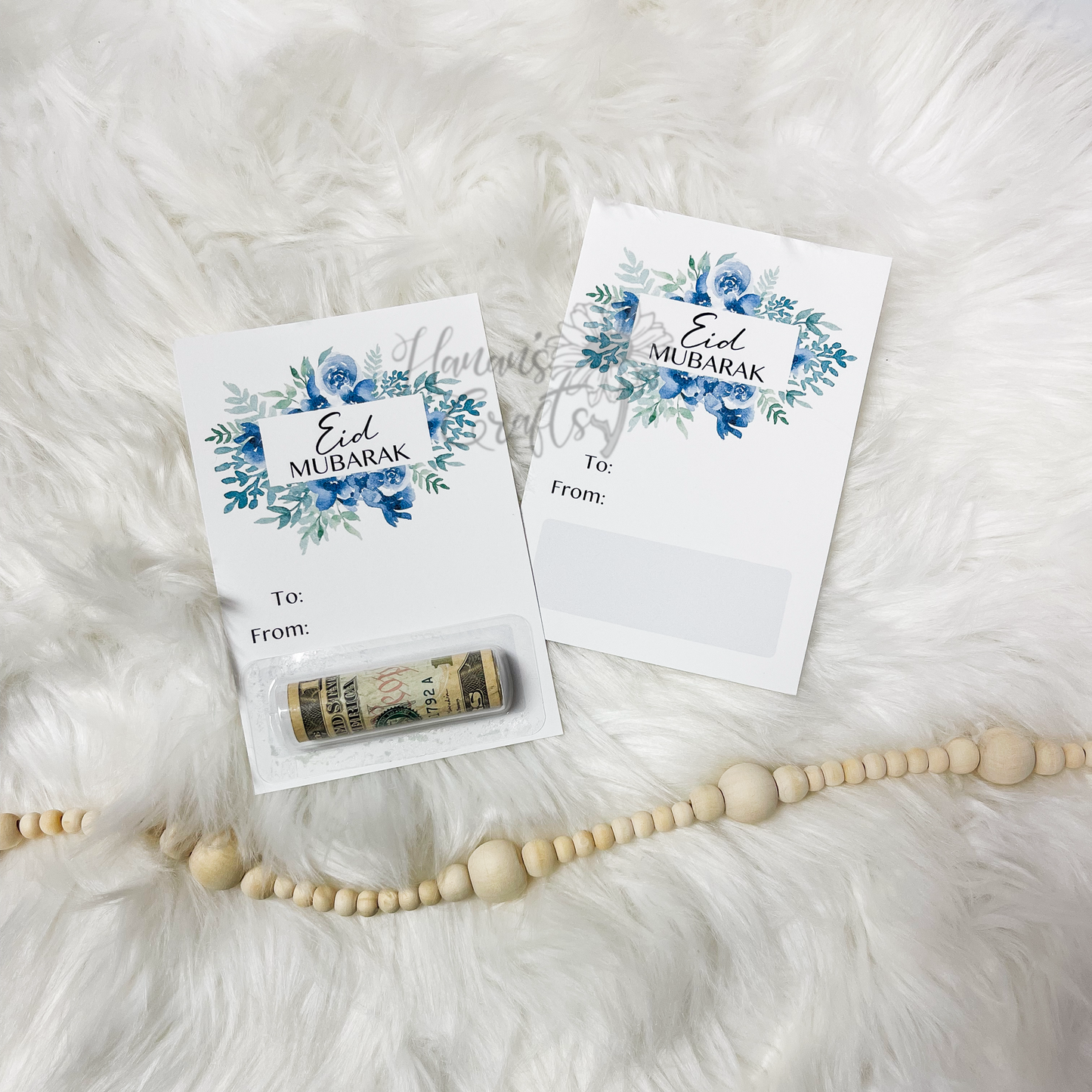 Blue Roses - Eid Mubarak Money Cards